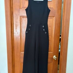 Black Sleeveless Jumpsuit with Button Details